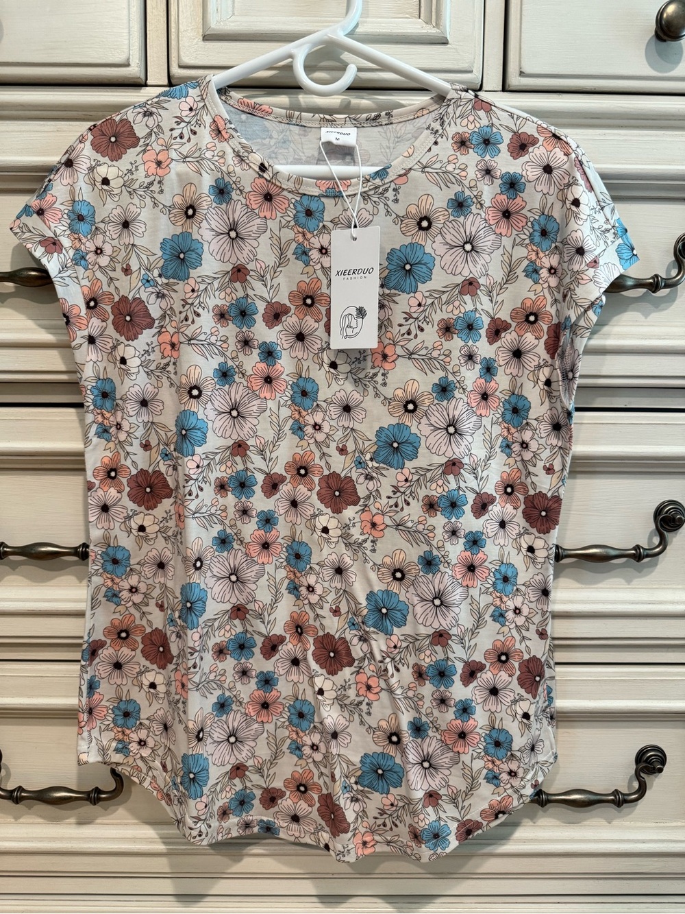 Floral Short-Sleeve Top in Multi-Color